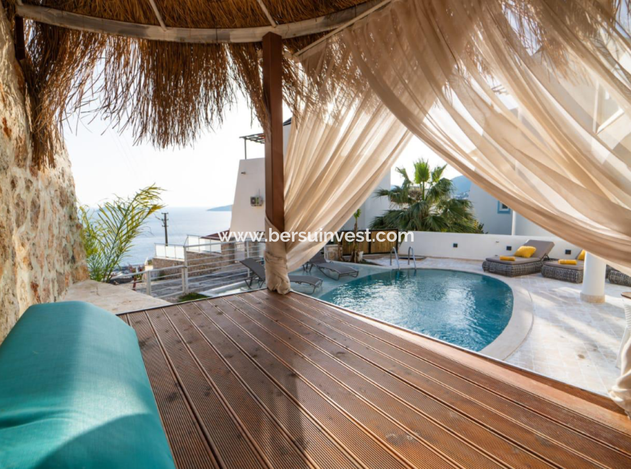 Triplex Villa With Full Sea And Princes' Islands View Detached Pool In Kalkan, Kaş