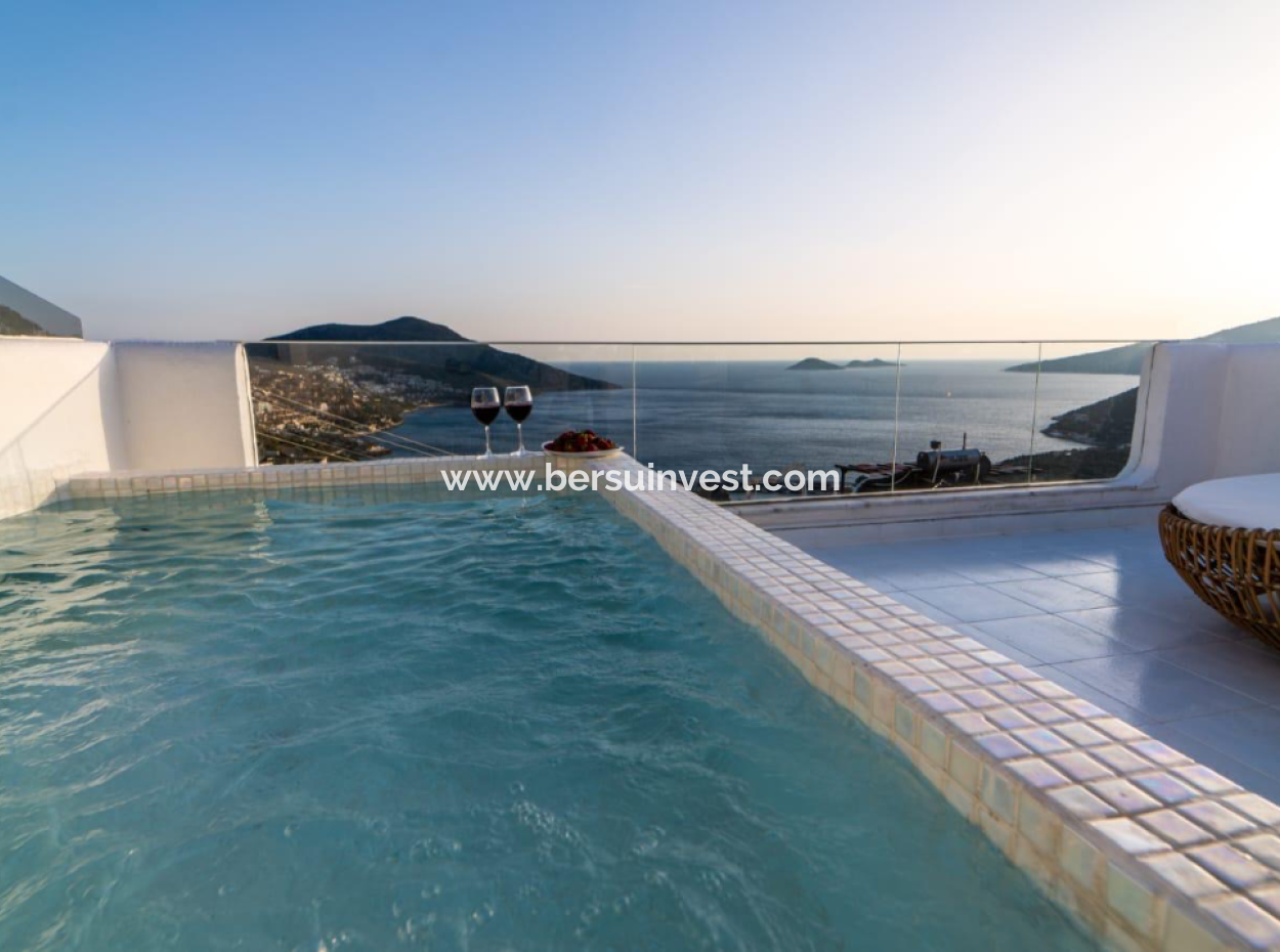 Triplex Villa With Full Sea And Princes' Islands View Detached Pool In Kalkan, Kaş